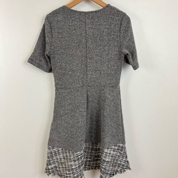 Mystree Women’s Medium Grey Short Sleeve Distressed Hem Mini Dress Cottagecore - Picture 9 of 13
